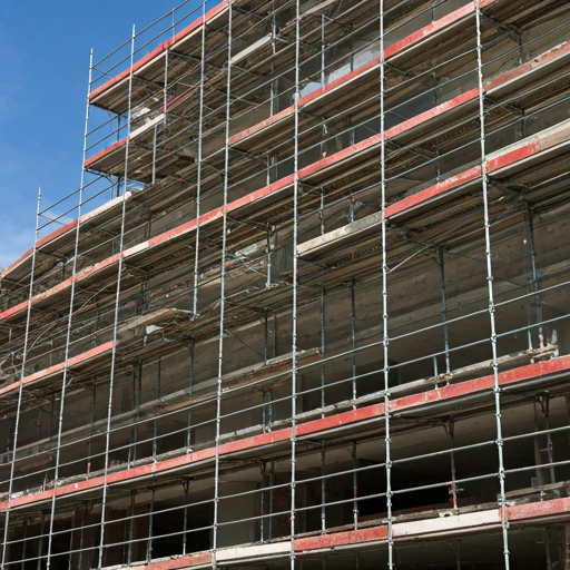 Scaffolding on a large commercial building under construction